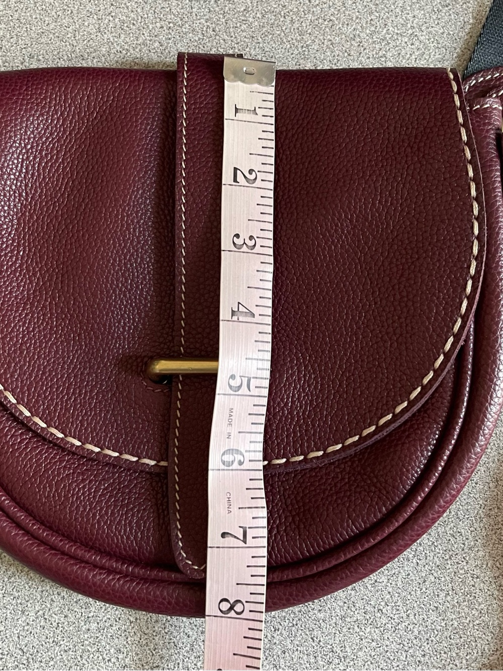 Roots  Leather Saddle Crossbody Bag in Deep Plum - Picture 12 of 14